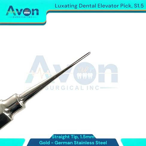 1.5mm Tip Dental Luxating Root Pick Elevator, Gold Color Coded Hollow Handle - Tooth and Molar Extraction German Stainless Steel Instruments in Saudi Arabia
