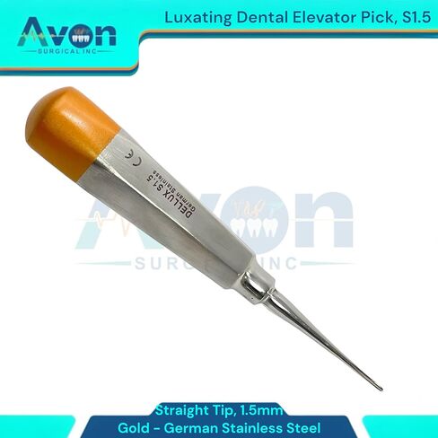 1.5mm Tip Dental Luxating Root Pick Elevator, Gold Color Coded Hollow Handle - Tooth and Molar Extraction German Stainless Steel Instruments in Saudi Arabia
