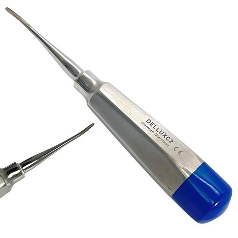 1 Piece | Apical Root Dental Luxating Elevator, with Curved Tip & Hollow Handle - Blue | Autoclave-Safe German Stainless Steel (3mm) in Saudi Arabia