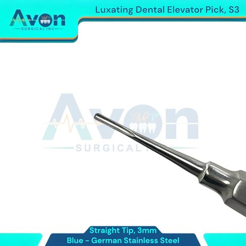 Dental Root Tip Extraction Elevator, 3mm Straight Tip, Luxating Pick - Molar and Tooth Extracting Tool - Blue Color Coded - German Steel (1PC) #S3 in Saudi Arabia