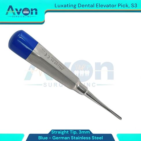 Dental Root Tip Extraction Elevator, 3mm Straight Tip, Luxating Pick - Molar and Tooth Extracting Tool - Blue Color Coded - German Steel (1PC) #S3 in Saudi Arabia