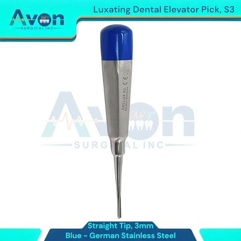 Dental Root Tip Extraction Elevator, 3mm Straight Tip, Luxating Pick - Molar and Tooth Extracting Tool - Blue Color Coded - German Steel (1PC) #S3 in Saudi Arabia