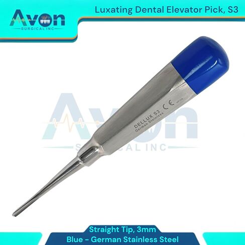 Dental Root Tip Extraction Elevator, 3mm Straight Tip, Luxating Pick - Molar and Tooth Extracting Tool - Blue Color Coded - German Steel (1PC) #S3 in Saudi Arabia