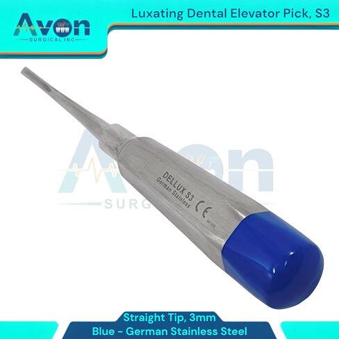 Dental Root Tip Extraction Elevator, 3mm Straight Tip, Luxating Pick - Molar and Tooth Extracting Tool - Blue Color Coded - German Steel (1PC) #S3 in Saudi Arabia