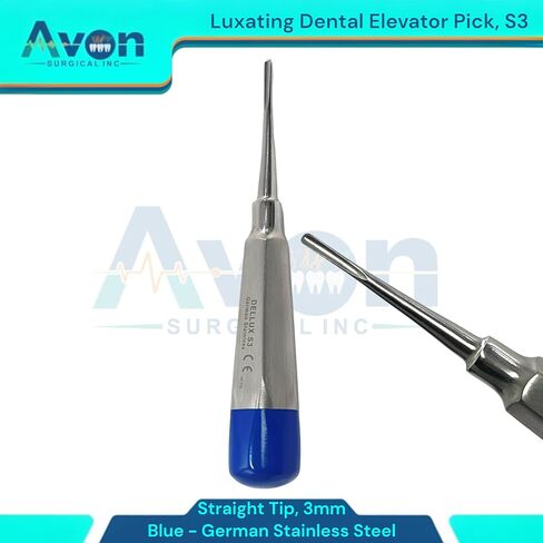 Dental Root Tip Extraction Elevator, 3mm Straight Tip, Luxating Pick - Molar and Tooth Extracting Tool - Blue Color Coded - German Steel (1PC) #S3 in Saudi Arabia
