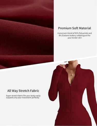 Women's Zip Up Yoga Jacket, Slim Fit Long Sleeve Workout Tops With Thumb Holes, Athletic Running Gym Jackets For Women in Saudi Arabia