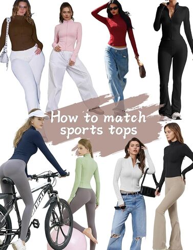 Women's Zip Up Yoga Jacket, Slim Fit Long Sleeve Workout Tops With Thumb Holes, Athletic Running Gym Jackets For Women in Saudi Arabia