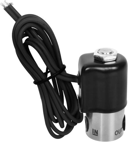 1/8" NPT Stainless Steel 12V DC Normally Closed Electric Solenoid Valve, Nitrile (NBR) Seal, 0.078" Orifice, 300 PSI, Water/Methanol Compatible, Black Lead Wires in Saudi Arabia