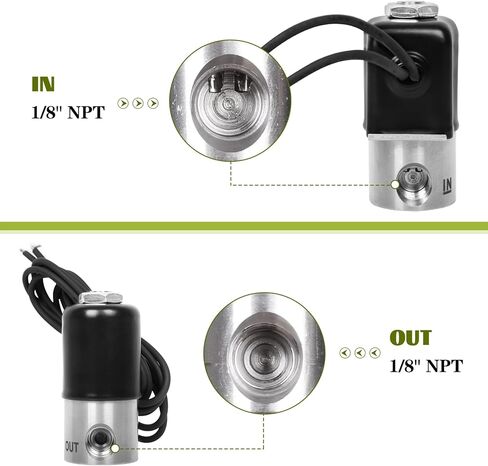 1/8" NPT Stainless Steel 12V DC Normally Closed Electric Solenoid Valve, Nitrile (NBR) Seal, 0.078" Orifice, 300 PSI, Water/Methanol Compatible, Black Lead Wires in Saudi Arabia