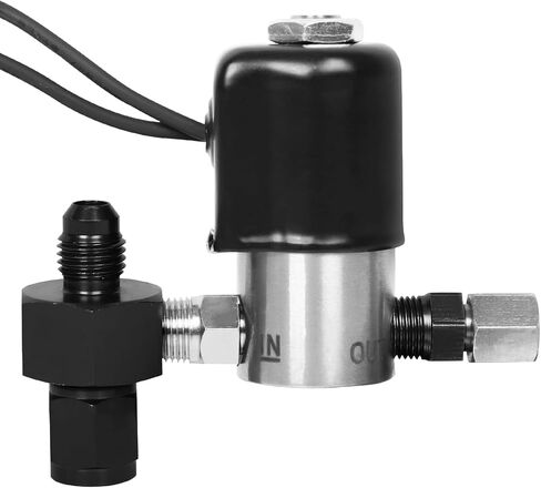 1/8" NPT Stainless Steel 12V DC Normally Closed Electric Solenoid Valve, Nitrile (NBR) Seal, 0.078" Orifice, 300 PSI, Water/Methanol Compatible, Black Lead Wires in Saudi Arabia