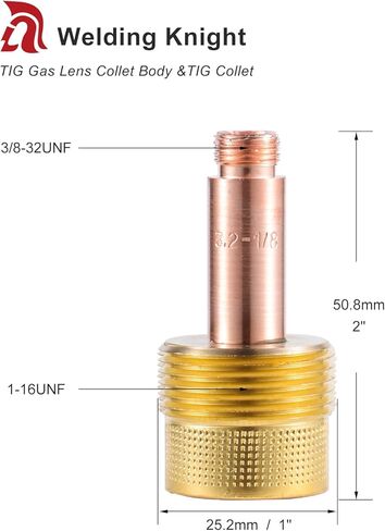 هيكل كوليت عدسة غاز TIG كبير 995795 1/8 بوصة و3.2 مم TIG كوليت 10N25 لشعلة لحام TIG WP-17، 18 & 26 سلسلة مستهلكات 7-pk in Kuwait
