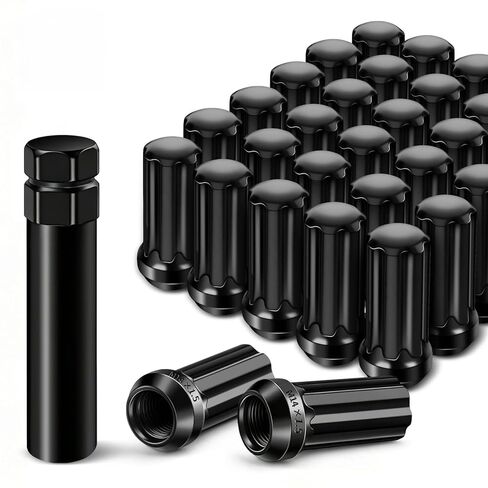 32pcs 14x1.5 Spline Lug Nuts Fit for Chevy Silverado GMC Sierra 2500 3500 & Ford F250 F250, Cone Bulge Seat, Closed End Long Extended XL Spline with 1 Socket Key Fits 8 Lug Aftermarket Wheel in Saudi Arabia