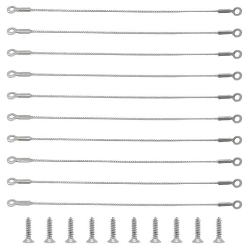 10Pcs 1.5mm x 10cm / 0.059“ x 3.94“ Silver Wire Lanyard Cable Eyelets Ended, 304 Stainless Steel Wire Tether, Rope Lanyard with Screws for Door, Curtain, Lamp Hanging in Saudi Arabia