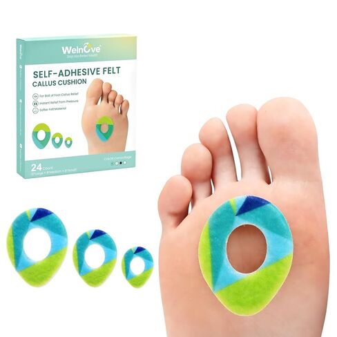 Welnove Callus Cushions Pads for Bottom of Foot - 24pcs Callus Pads for Feet - Protects Foot, Heel and Toes from Rubbing and Friction - Oval Shape Design in Saudi Arabia