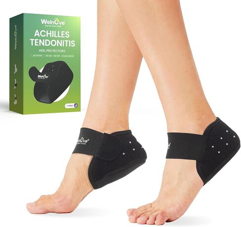 Plantar Fasciitis Heel Protector Cups - Welnove 5/8" Height Silicone Gel Heel Inserts Pads for Women Men, Heels Spur Pain Relief, Achilles Tendonitis Dry Cracked Heels Support Cushion,Size L in Saudi Arabia