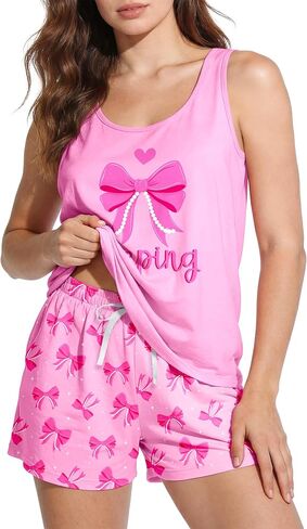 Womens Pajama Sets 2 Piece Soft Tank Top and Shorts Pjs Comfy Summer Sleeveless Sleepwear Lounge Set in Saudi Arabia