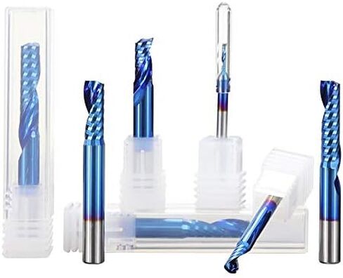 1pcs 3.175mm Shank Tungsten Carbide Single Flute End Mills Mill Nano Blue Coated CNC Router Bit Spiral Milling for Aluminum Cutting(3.175x25x50mm) in Saudi Arabia