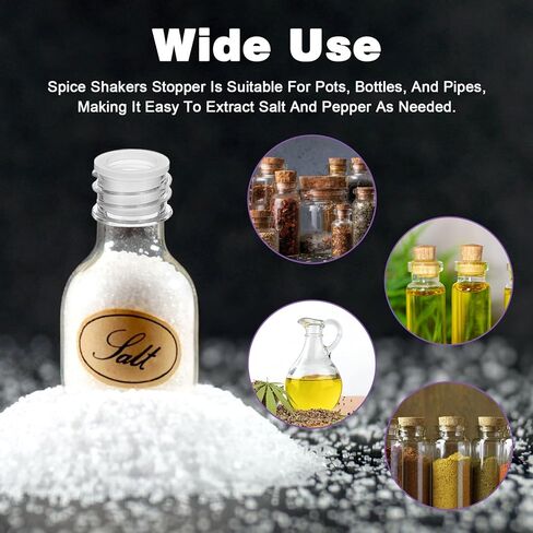 50 Pcs 5 Sizes Salt and Pepper Stoppers Plugs,Reusable Salts Shaker Plug Plastic Stoppers for Salt and Pepper Shakers Bottles Opening Size 10/12/13/15.8/16 mm in Kuwait