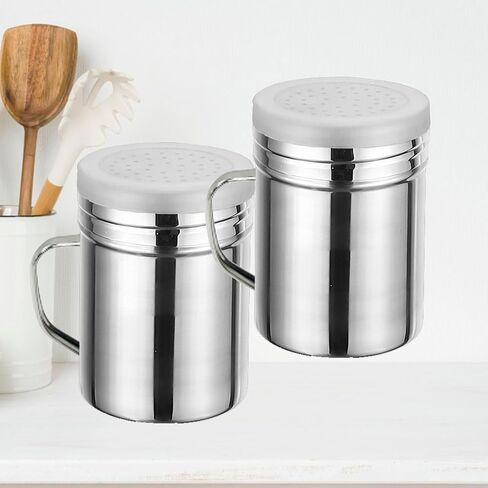 2 Pcs Stainless Steel Salt and Pepper Shakers with Lid and Handle, Metal Salt Pepper Dredge Shakers, Suitable For Cinnamon And Coffee Spice Jars in Saudi Arabia
