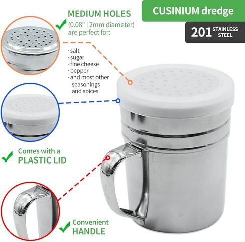 2 Pcs Stainless Steel Salt and Pepper Shakers with Lid and Handle, Metal Salt Pepper Dredge Shakers, Suitable For Cinnamon And Coffee Spice Jars in Saudi Arabia