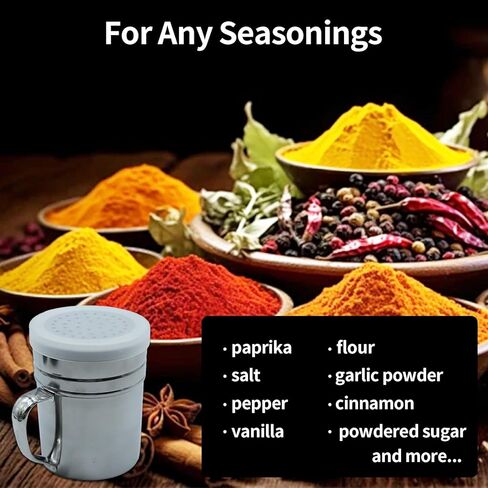 2 Pcs Stainless Steel Salt and Pepper Shakers with Lid and Handle, Metal Salt Pepper Dredge Shakers, Suitable For Cinnamon And Coffee Spice Jars in Saudi Arabia