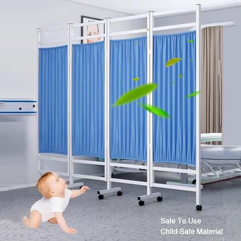 6 Panel Movable Room Divider,Vertical Door Partition for Privacy,Hospitals Privacy Screen with Brake Wheels,Available in 6 Colors(Color 1,6-Panel) in Saudi Arabia