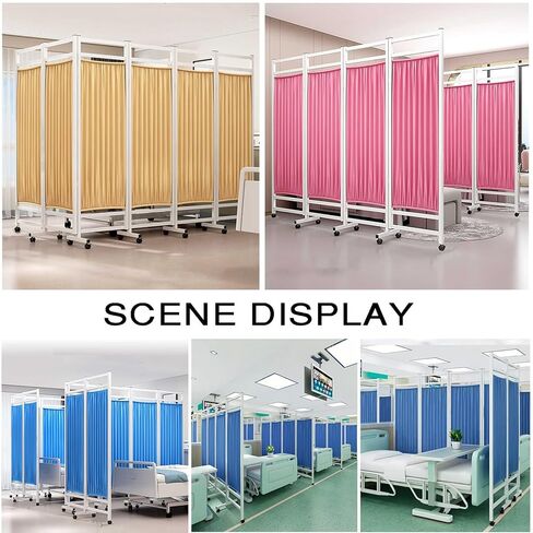 6 Panel Movable Room Divider,Vertical Door Partition for Privacy,Hospitals Privacy Screen with Brake Wheels,Available in 6 Colors(Color 1,6-Panel) in Saudi Arabia