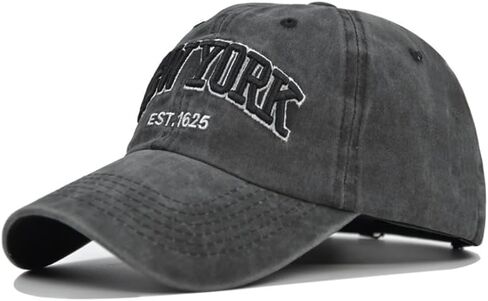 Mens Womens Retro New York Washed Snapback Cap Soft Vintage Baseball Hat with New York Embellishment Machine Washable in Saudi Arabia