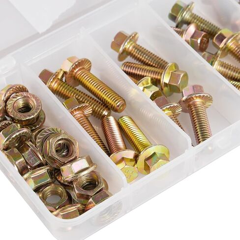 40PCS M8 x 16mm 20mm 25mm 30mm Metric Flange Hexagon Bolt with nut Assortment Kit，Alloy Steel Grade 8.8，Yellow Zinc Plated，Metric Allen Hex Drive，Fully Threaded in Saudi Arabia