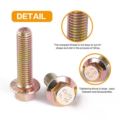 40PCS M8 x 16mm 20mm 25mm 30mm Metric Flange Hexagon Bolt with nut Assortment Kit，Alloy Steel Grade 8.8，Yellow Zinc Plated，Metric Allen Hex Drive，Fully Threaded in Saudi Arabia