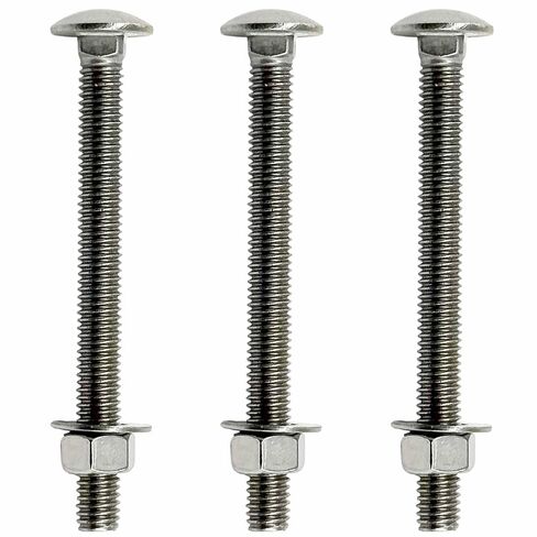 (25) 3/8-16 × 6 بوصة - 304 (18-8) مسامير نقل من الفولاذ المقاوم للصدأ من الدرجة 304 (18-8) براغي وصواميل رأس قبة وغسالات متضمنة للألواح الأمامية لأرضيات سطح المقطورة - مقاومة للصدأ من BRAUNY BOY- الكمية (25) in Kuwait