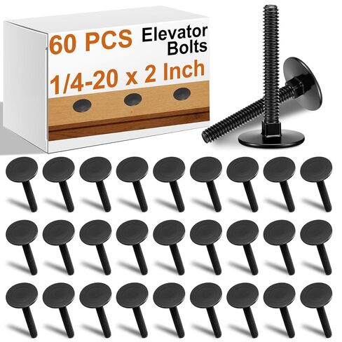 Moxweyeni 60 Pcs Elevator Bolts 1/4-20 x 2 Inch High Strength Flat Head Bolts with Square Neck Washers Galvanized Steel Elevator Fasteners for Decks, Pavilion, Clamp Holders, Motor Homes in Saudi Arabia