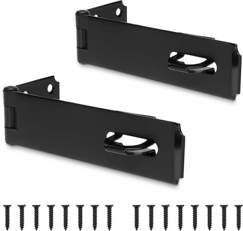 7-1/2 Inch Hasp Latch Heavy Duty Shed Door Latch Door Lock Latch, Padlock Latches for Shed Fence Gate, Barn Door, Drawer and Garage, Gate Lock Improves Security, Black Finish, 2 Pack in Saudi Arabia