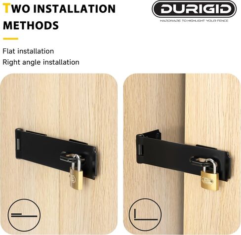 7-1/2 Inch Hasp Latch Heavy Duty Shed Door Latch Door Lock Latch, Padlock Latches for Shed Fence Gate, Barn Door, Drawer and Garage, Gate Lock Improves Security, Black Finish, 2 Pack in Saudi Arabia