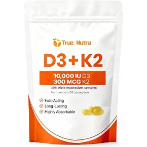 D3 K2，Vitamin D3 K2 10,000 IU Magnesium Supplement, Non-GMO, Gluten-Free,Supports Immune & Energy, 300 Coconut Oil Softgels in Saudi Arabia