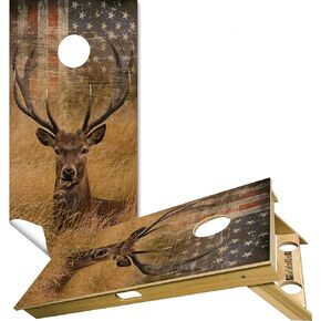 Cornhole Board Vinyl Wrap Decals (Set of 2) Patriotic Bean Bag Toss Wrap Stickers (Deer) in Saudi Arabia