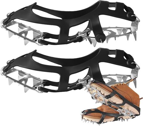 Anti-Slip Stainless Steel Crampons | Ice Cleats for Shoes and Boots - Shoes Snow Spikes | for Men Winter Outdoor Hiking Walking Climbing Fishing Sports Garden Park Backyard Courtyard in Saudi Arabia