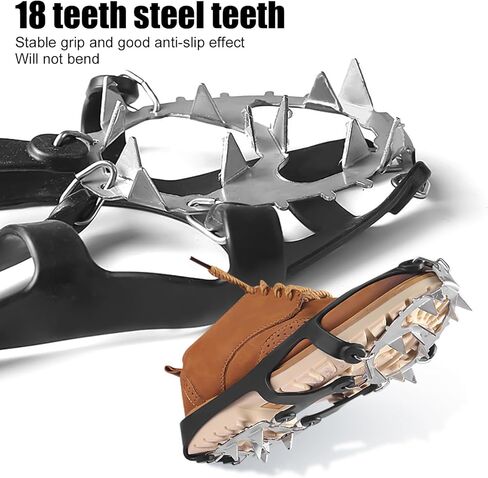 Anti-Slip Stainless Steel Crampons | Ice Cleats for Shoes and Boots - Shoes Snow Spikes | for Men Winter Outdoor Hiking Walking Climbing Fishing Sports Garden Park Backyard Courtyard in Saudi Arabia