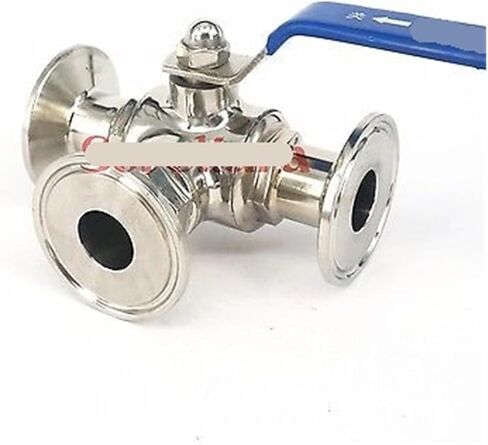 T-Port 3/4 "19 مم 304 الفولاذ المقاوم للصدأ 1.5" صمام كروي صحي ثلاثي المشبك 50.5 مم OD، in Saudi Arabia
