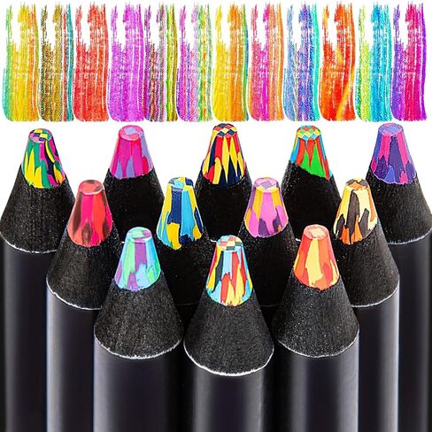 Stocking Stuffers for Kids Teens, 12 Rainbow Colored Pencils School Art Supplies, Fun Drawing Pencils Graduation Party Favors Birthday Gifts for Boys Girls Trendy Stuff (Multicolor) in Saudi Arabia
