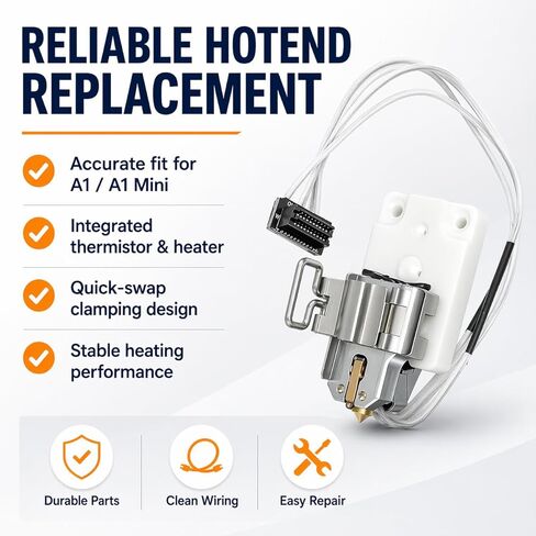 مجموعة تسخين Hotend للطابعة ثلاثية الأبعاد A1 مع مجموعة الثرمستور - أجزاء بديلة لسخان درجة الحرارة العالية لطابعات Bambu Lab A1 / A1 MINI ثلاثية الأبعاد، ملحق كتلة التسخين سهل التركيب in Kuwait