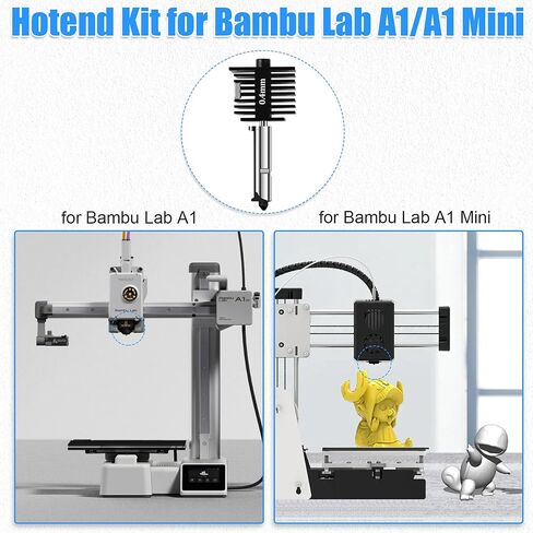 3D Printer 0.4mm Hotend Kit for Bambu Lab A1/A1 Mini, Upgrade Hot End Assembly with 0.2/0.6/0.8mm Hardened Steel Nozzle Hot End Kit Extruder Replacement & Silicone Sock for Bambu Lab in Saudi Arabia