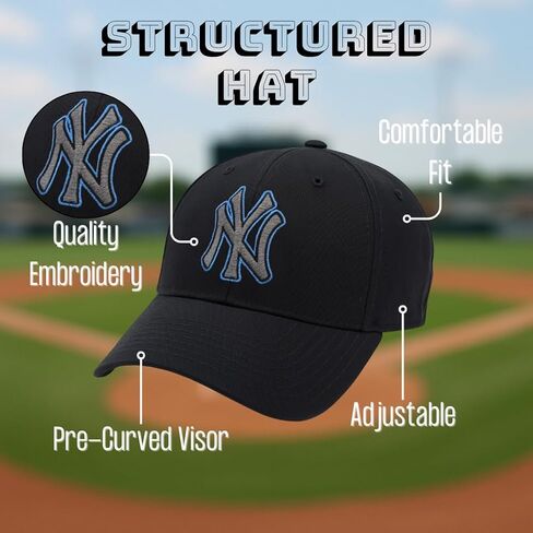 Officially Licensed New York Youth Boys Girls Baseball Hat Classic MVP Kids Adjustable NY Embroidered Home Team Logo Black Sports Cap in Saudi Arabia