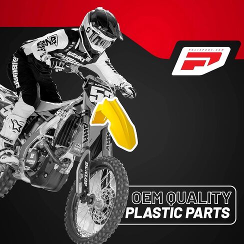 Polisport Motocross (MX) طقم بلاستيكي طبق الأصل لسوزوكي RMZ 450 (2008-17) - جودة OEM، متينة ومرنة ومثالية - أصفر / أسود / أبيض in Saudi Arabia