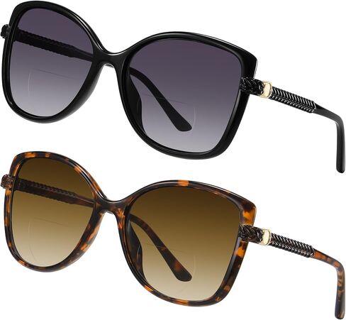 EYEGUARD 2 حزمة نظارات شمسية للقراءة ثنائية البؤرة للنساء، نظارات قراءة أنيقة كبيرة الحجم لقارئات الشمس في الهواء الطلق in Saudi Arabia