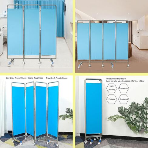3-5 Panel Privacy Screen,304 Stainless Steel Standing Door Partition,Folding Room Divider with Wheels,PVC Fabric Creates Privacy(5-Panel) in Saudi Arabia