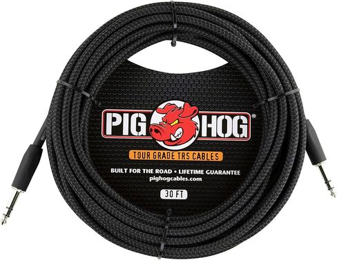 كابل TRS منسوج أسود PTRS30BK من Pig Hog بطول 30 قدم in Saudi Arabia