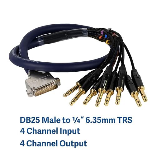 3.28ft/1m DB25 ذكر إلى 8 قنوات ¼ بوصة 6.35 مم TRS كابل ثعبان، كابل تمديد محول صوت ستيريو احترافي منخفض الضوضاء، دبوس مطلي بالذهب in Kuwait