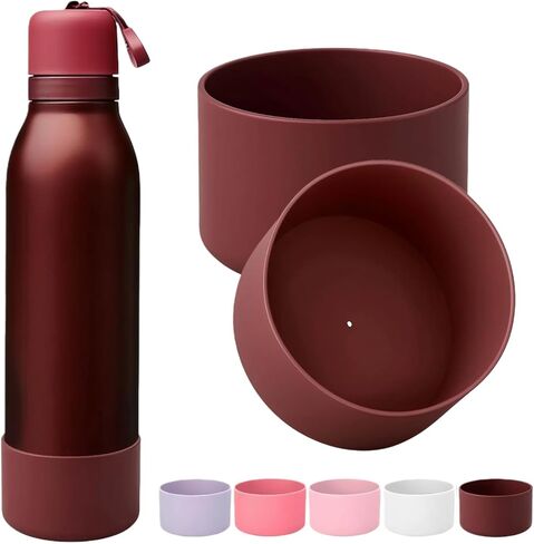2 قطعة حذاء من السيليكون لـ Black Cherry Owala FreeSip Twist 24oz 18oz، كم واقي مضاد للانزلاق لزجاجة مياه Owala in Kuwait