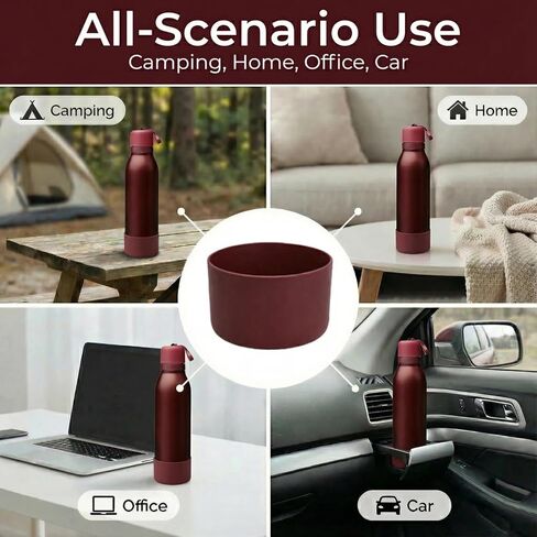 2 قطعة حذاء من السيليكون لـ Black Cherry Owala FreeSip Twist 24oz 18oz، كم واقي مضاد للانزلاق لزجاجة مياه Owala in Kuwait